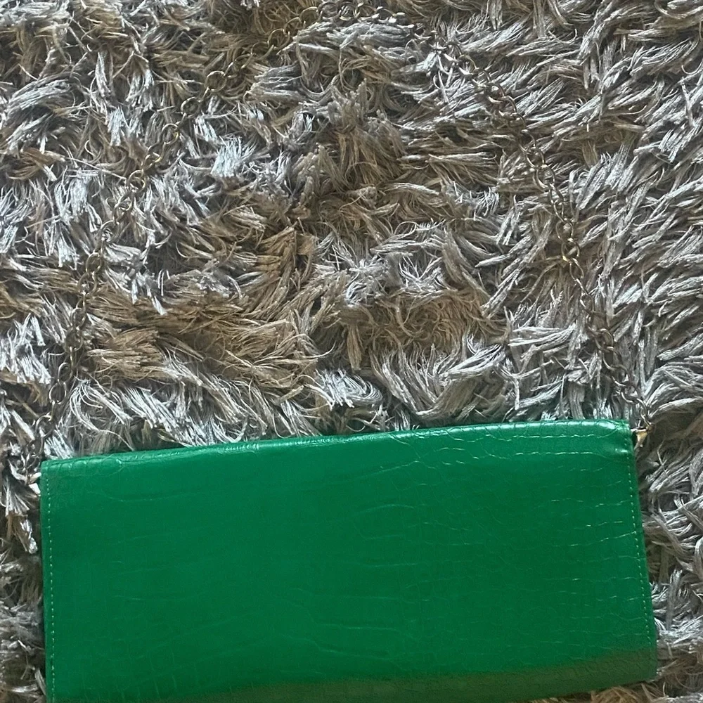 CHI Green Crocodile Embossed Clutch